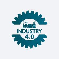 icône de l'industrie 4.0, usine de logo, illustration de concept de technologie vecteur