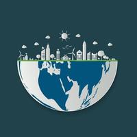 écologie.Les villes vertes aident le monde avec des idées de concept écologiques.Illustration vectorielle vecteur