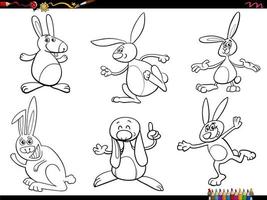 dessin animé lapins animal personnages ensemble coloration page vecteur