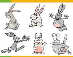 marrant dessin animé lapins animal personnages ensemble vecteur