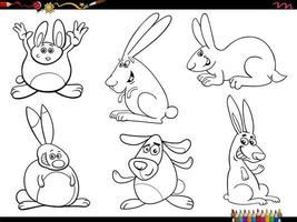 dessin animé lapins animal personnages ensemble coloration livre vecteur