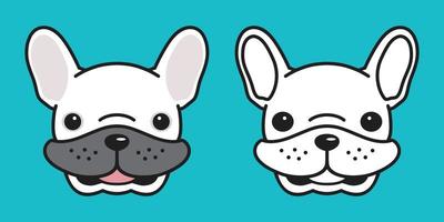 chien vecteur français bouledogue icône dessin animé personnage tête chien sourire illustration griffonnage