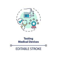 icône de concept de test de dispositifs médicaux vecteur