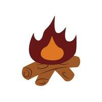 brûlant confortable feu avec bois de chauffage vecteur isolé