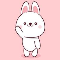 blanc lapin kawaii sur rose Contexte vecteur