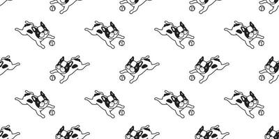 chien français bouledogue sans couture modèle isolé fond d'écran Contexte griffonnage dessin animé vecteur
