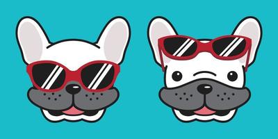 chien vecteur français bouledogue icône logo dessin animé personnage illustration sourire des lunettes de soleil