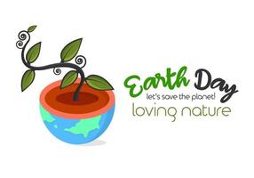 Terre journée affiche illustration. international mère Terre journée. conception avec une image de le Terre comme une pot planté avec les plantes vecteur