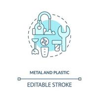 icône de concept métal et plastique vecteur