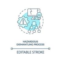 icône de concept de processus de démantèlement dangereux vecteur