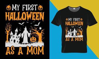 Halloween T-shirt conception, mon premier Halloween comme une maman vecteur