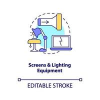 écrans et icône de concept de matériel d & # 39; éclairage vecteur