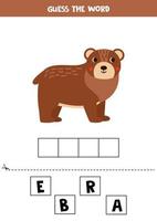 orthographe Jeu pour préscolaire enfants. mignonne dessin animé ours. vecteur