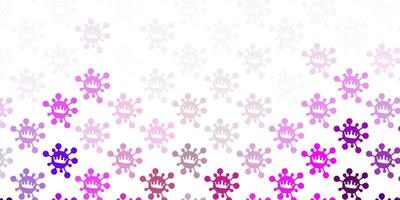 toile de fond de vecteur violet clair, rose avec symboles de virus.