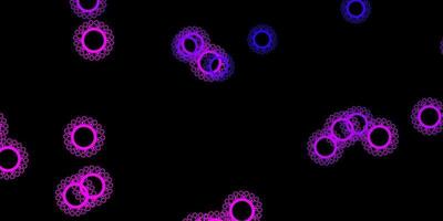 modèle vectoriel violet foncé, rose avec des éléments de coronavirus.