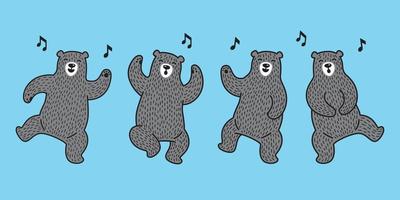 ours vecteur polaire ours Danse chanter une chanson griffonnage illustration personnage dessin animé noir