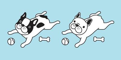 chien vecteur français bouledogue icône dessin animé personnage OS Balle logo illustration