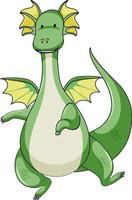 personnage de dessin animé simple de dragon vert isolé vecteur