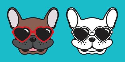 chien vecteur français bouledogue icône dessin animé personnage sourire logo cœur des lunettes de soleil illustration