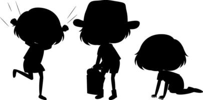 ensemble de personnage de dessin animé silhouette enfants vecteur