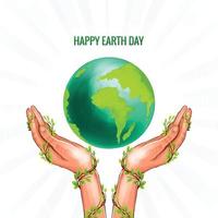 mains en portant globe content Terre journée économie planète Contexte vecteur