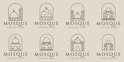 ensemble paquet mosquée Ramadan kareem logo ligne art vecteur illustration conception