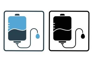 du sang transfusion icône illustration. du sang sac. icône en relation à charité. solide icône style. Facile vecteur conception modifiable