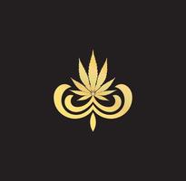 création de logo de marijuana de cannabis de luxe en or vecteur