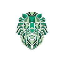 création de logo tête de lion émeraude vecteur