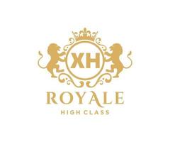 d'or lettre xh modèle logo luxe or lettre avec couronne. monogramme alphabet . magnifique Royal initiales lettre. vecteur