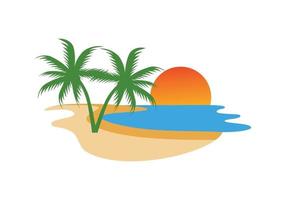 illustration de conception de plage au lever du soleil vecteur