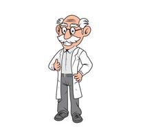 conception de personnage de dessin animé de vieil homme professeur vecteur