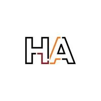 abstrait lettre Ha logo conception avec ligne lien pour La technologie et numérique affaires entreprise. vecteur