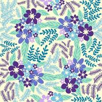 fantaisie sans couture floral modèle avec bleu, Azur, tsman, lavande fleurs et feuilles. élégant modèle pour mode vecteur