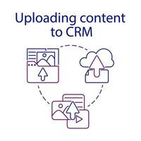 Téléchargement contenu Facile ensemble. cms concept icône. un de étapes de contenu la gestion système processus. partager ou Télécharger photo, image, vidéo, l'audio, déposer, texte. isolé symbole pour la toile et mobile téléphone vecteur