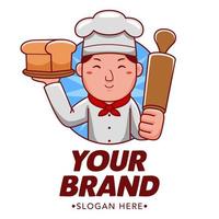 boulanger dessin animé personnage logo vecteur modèle