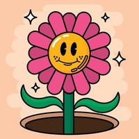 isolé coloré content fleur traditionnel dessin animé personnage vecteur illustration