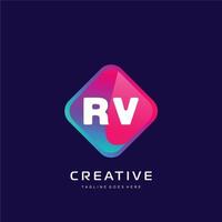 RV initiale logo avec coloré modèle vecteur