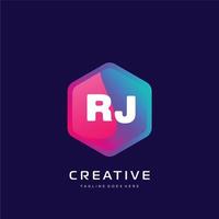 rj initiale logo avec coloré modèle vecteur