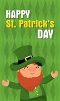 mignonne traditionnel irlandais elfe personnage content Saint patrick journée affiche vecteur illustration