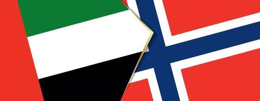 uni arabe émirats et Norvège drapeaux, deux vecteur drapeaux.
