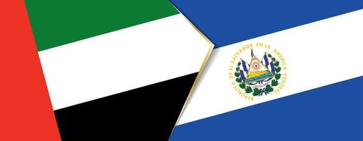 uni arabe émirats et el Salvador drapeaux, deux vecteur drapeaux.