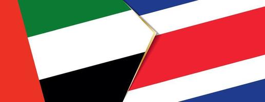 uni arabe émirats et costa rica drapeaux, deux vecteur drapeaux.