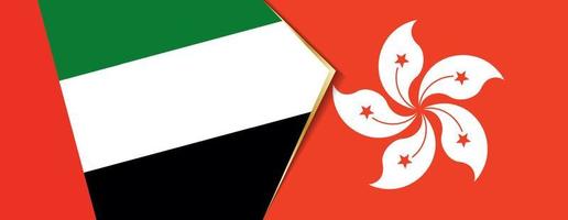 uni arabe émirats et Hong kong drapeaux, deux vecteur drapeaux.