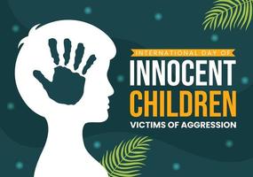 international journée de innocent les enfants victimes de agression vecteur illustration avec des gamins triste pensif et pleure dans plat dessin animé main tiré modèles