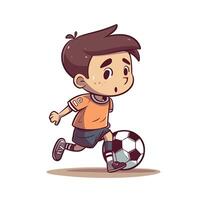 enfant en jouant football vecteur illustration avec génératif ai