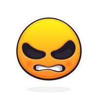 émoticône pour exprimer émotion de en colère et méchant, avec serré dents. mal emoji personnage vecteur