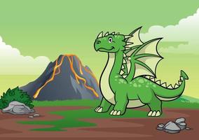dragon et volcan Montagne vecteur