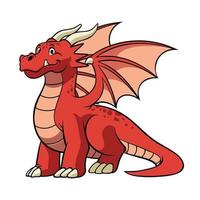 dessin animé rouge dragon dans souriant visage vecteur