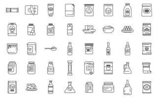 nourriture substituts Icônes ensemble contour vecteur. édulcorant chimique vecteur